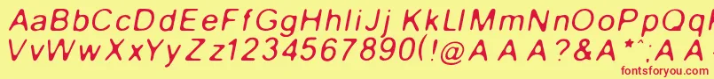 Шрифт GaussianBlurItalic – красные шрифты на жёлтом фоне