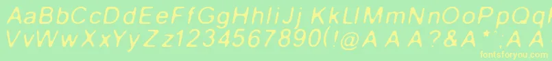 GaussianBlurItalic Font – Yellow Fonts on Green Background