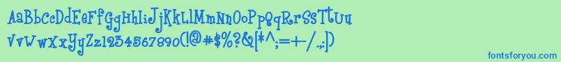 Czcionka Boyzrgrossnf – niebieskie czcionki na zielonym tle