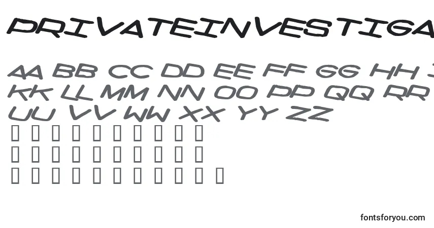 Шрифт Privateinvestigations – алфавит, цифры, специальные символы