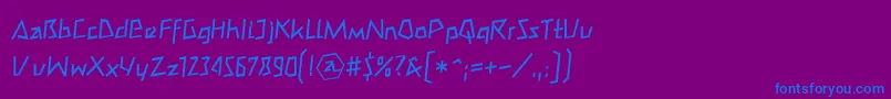 フォントMateoromanll – 紫色の背景に青い文字