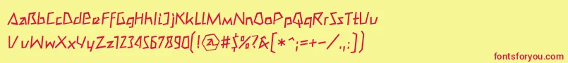Mateoromanll-Schriftart – Rote Schriften auf gelbem Hintergrund