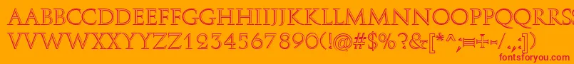 RomanStonecut-Schriftart – Rote Schriften auf orangefarbenem Hintergrund