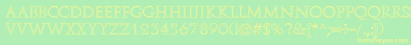 RomanStonecut Font – Yellow Fonts on Green Background