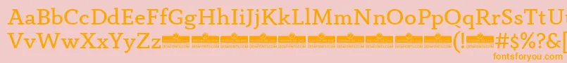 フォントAnaphoraBookTrial – オレンジの文字がピンクの背景にあります。