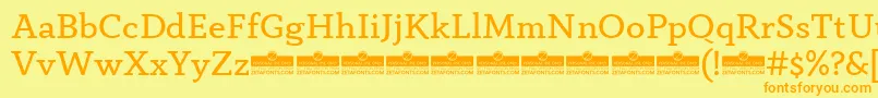 フォントAnaphoraBookTrial – オレンジの文字が黄色の背景にあります。