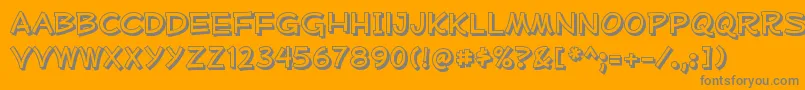 MufferawshRegular-Schriftart – Graue Schriften auf orangefarbenem Hintergrund