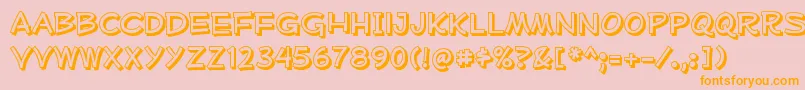 MufferawshRegular-Schriftart – Orangefarbene Schriften auf rosa Hintergrund