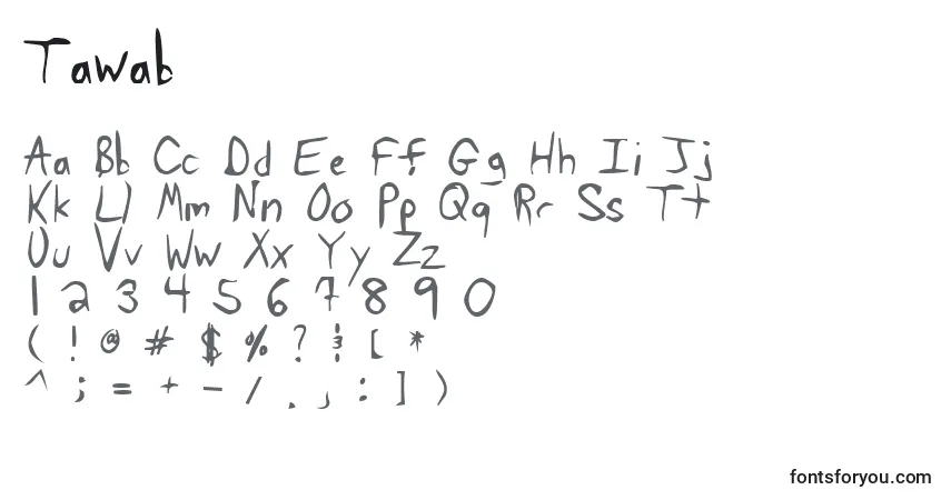 Schriftart Tawab – Alphabet, Zahlen, spezielle Symbole