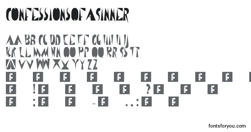Шрифт ConfessionsOfASinner – алфавит, цифры, специальные символы