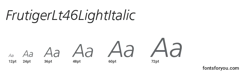 Размеры шрифта FrutigerLt46LightItalic