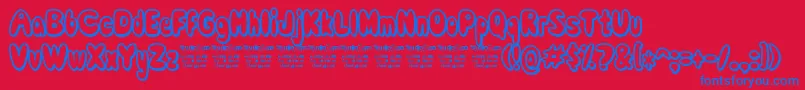 ComicWhiteRabbit-Schriftart – Blaue Schriften auf rotem Hintergrund