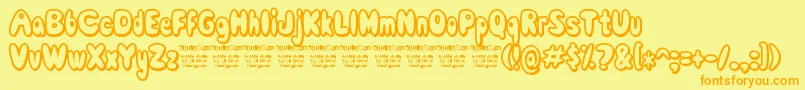 ComicWhiteRabbit-fontti – oranssit fontit keltaisella taustalla