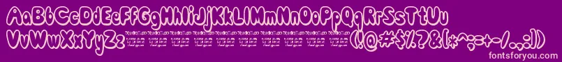 ComicWhiteRabbit-fontti – vaaleanpunaiset fontit violetilla taustalla