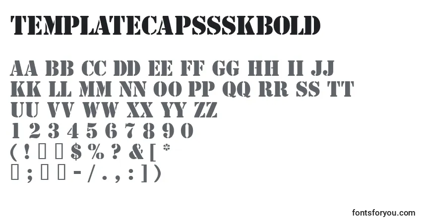 Schriftart TemplatecapssskBold – Alphabet, Zahlen, spezielle Symbole
