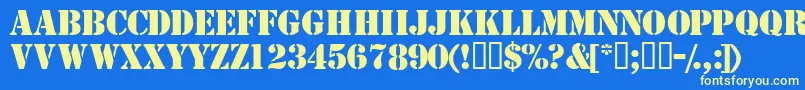 TemplatecapssskBold Font – Yellow Fonts on Blue Background