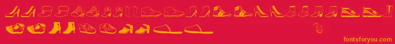 Womenandshoes-fontti – oranssit fontit punaisella taustalla