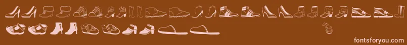 Weitere Informationen zur Womenandshoes-Schriftart Womenandshoes-Schriftart – Rosa Schriften auf braunem Hintergrund