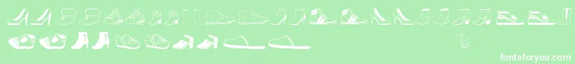 Womenandshoes-Schriftart – Weiße Schriften auf grünem Hintergrund