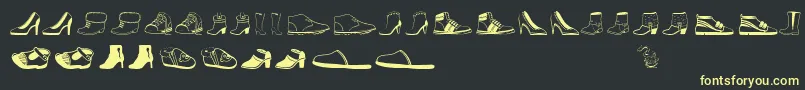 Womenandshoes-Schriftart – Gelbe Schriften auf schwarzem Hintergrund