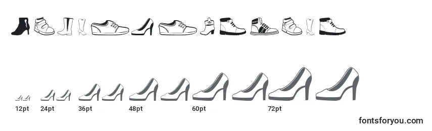 Größen der Schriftart Womenandshoes