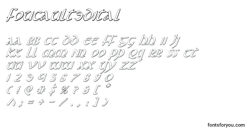 Czcionka Foucault3Dital – alfabet, cyfry, specjalne znaki