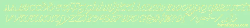 Foucault3Dital Font – Yellow Fonts on Green Background