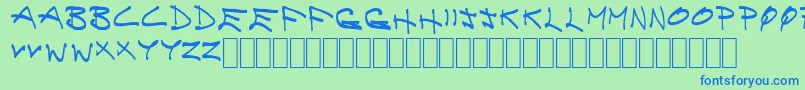 フォントBrainc – 青い文字は緑の背景です。