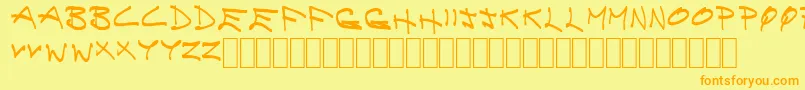 Brainc-Schriftart – Orangefarbene Schriften auf gelbem Hintergrund