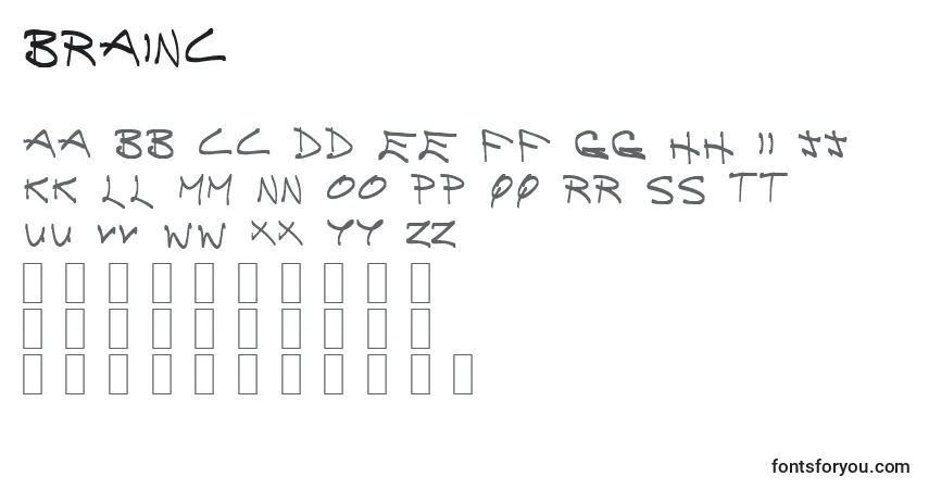characters of brainc font, letter of brainc font, alphabet of  brainc font