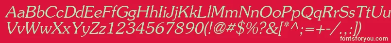 AgsouvenircyrItalic Font – Green Fonts on Red Background