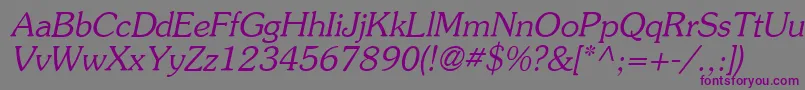 Czcionka AgsouvenircyrItalic – fioletowe czcionki na szarym tle