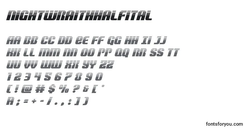Шрифт Nightwraithhalfital – алфавит, цифры, специальные символы