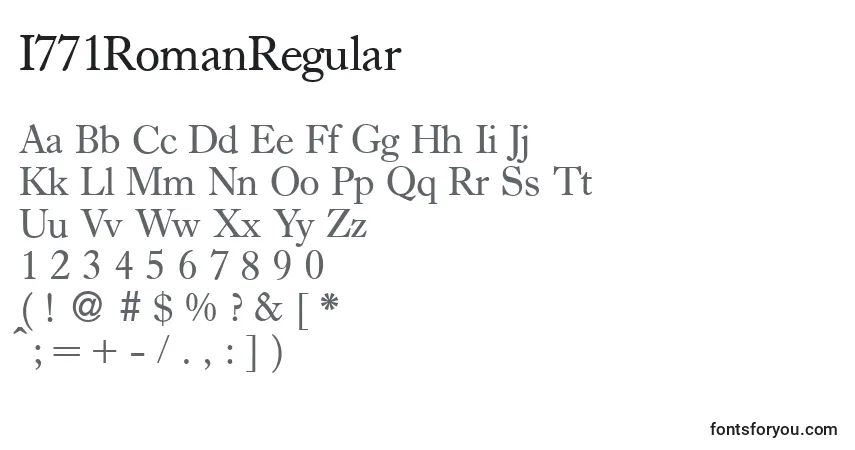 Schriftart I771RomanRegular – Alphabet, Zahlen, spezielle Symbole