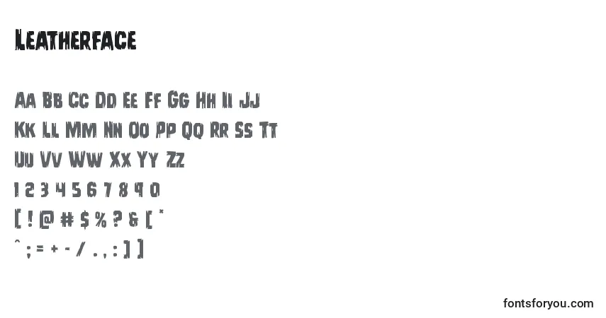 Czcionka Leatherface – alfabet, cyfry, specjalne znaki