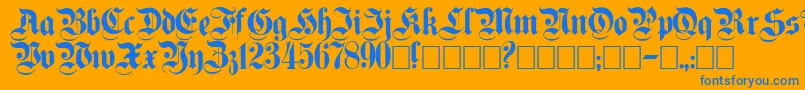 Plaingermanica Font – Blue Fonts on Orange Background