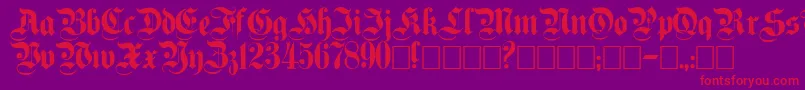 Plaingermanica-Schriftart – Rote Schriften auf violettem Hintergrund