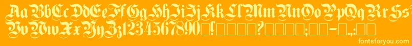 Plaingermanica-Schriftart – Gelbe Schriften auf orangefarbenem Hintergrund