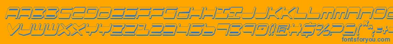 Fonte QuickgearShadowItalcon – fontes azuis em um fundo laranja