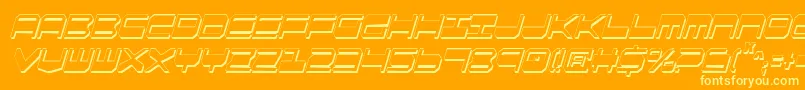 Fonte QuickgearShadowItalcon – fontes amarelas em um fundo laranja