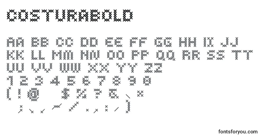 Fuente CosturaBold - alfabeto, números, caracteres especiales
