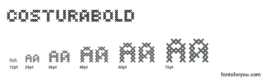 Размеры шрифта CosturaBold