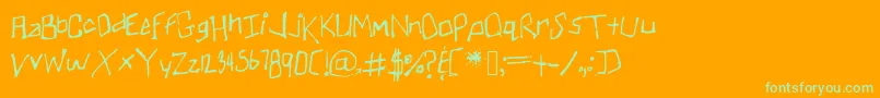 Skullmanator1-Schriftart – Grüne Schriften auf orangefarbenem Hintergrund