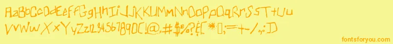 フォントSkullmanator1 – オレンジの文字が黄色の背景にあります。