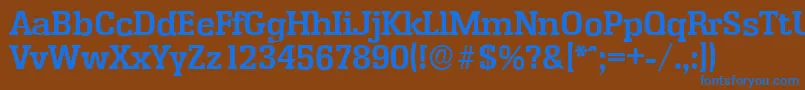 EnschedeserialBold-Schriftart – Blaue Schriften auf braunem Hintergrund