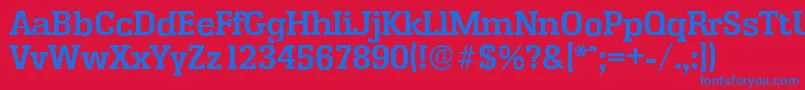 EnschedeserialBold-Schriftart – Blaue Schriften auf rotem Hintergrund