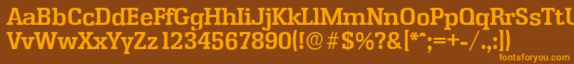 EnschedeserialBold-Schriftart – Orangefarbene Schriften auf braunem Hintergrund