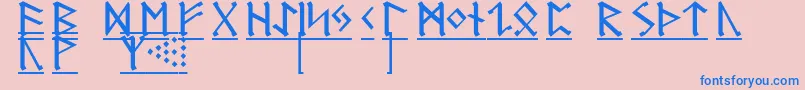 フォントGermanicRunes1 – ピンクの背景に青い文字