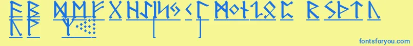GermanicRunes1 Font – Blue Fonts on Yellow Background