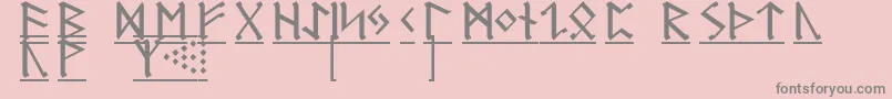 GermanicRunes1-fontti – harmaat kirjasimet vaaleanpunaisella taustalla